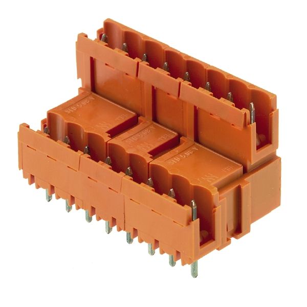 PCB plug-in connector, male header, Dovetails for fixing blocks, THT solder connection, 5.08 mm, Number of poles: 24, 180°, Solder pin length (l): 3.2 mm, tinned, orange, Box image 1