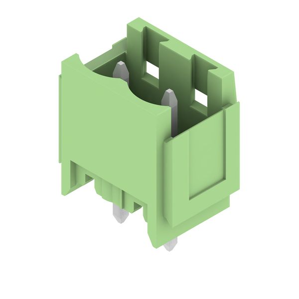 PCB plug-in connector, male header, Dovetails for fixing blocks, THT solder connection, 5.08 mm, Number of poles: 2, 180°, Solder pin length (l): 3.2 mm, tinned, Pale green, Box image 2