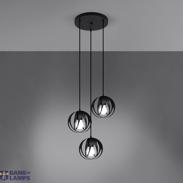 HANGING LAMP TULOS 3P BLACK E27 3X60W IP20 image 7