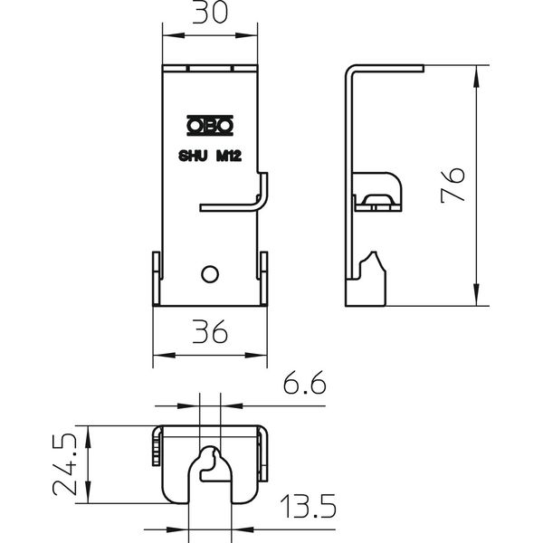 SHU M12 FS Side holder, universal  75x36x2 image 2