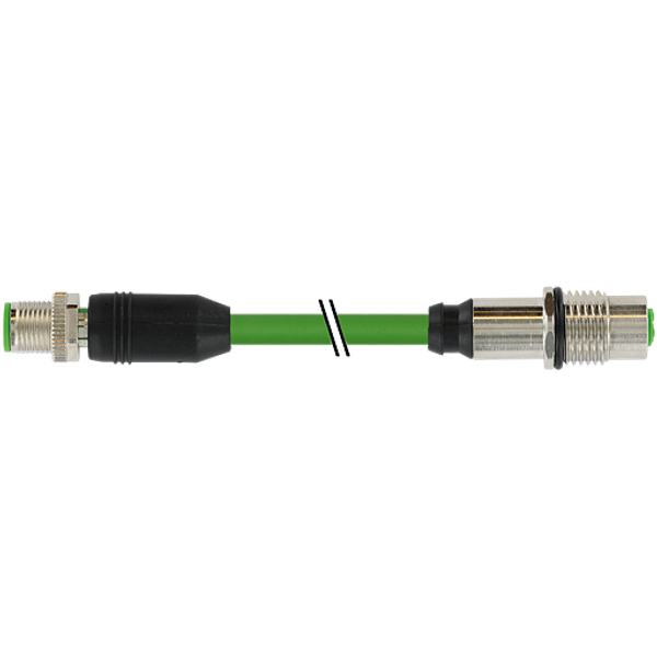 M12 male 0°/ M12 fem. recept. Y-cod. shielded rear PUR 0.20+0.38 shiel image 1