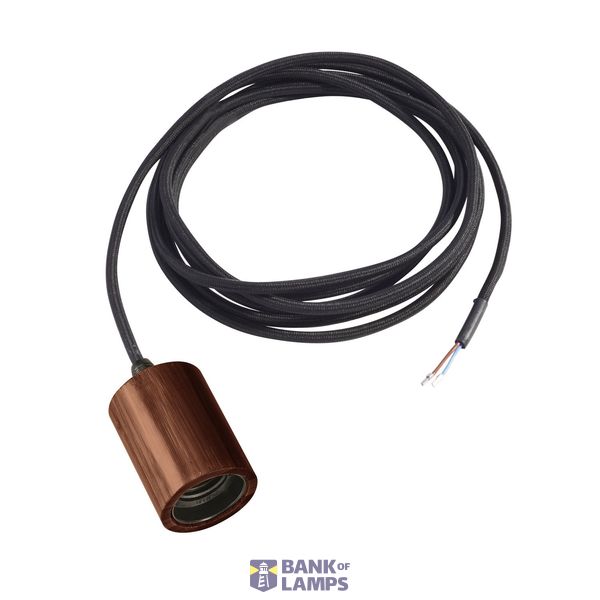 FITU E27 Pendant luminaire, bamboo dark, 2,5m cable with open ends, max. 60W image 1