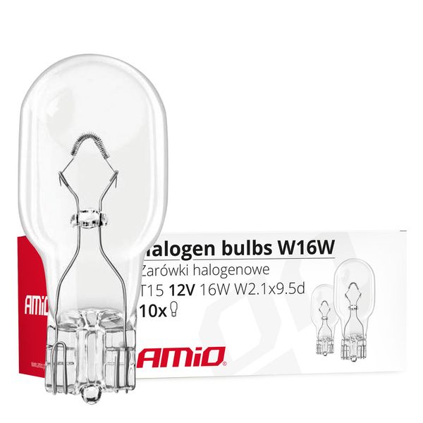 Halogen bulbs W16W T15 16W W2.1x9.5d 12V 10pcs image 1