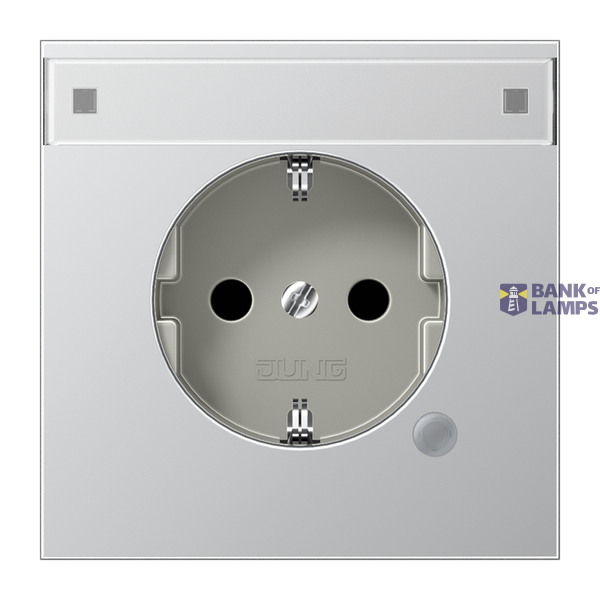 SCHUKO socket, 16 A 250 V ~, with function indicator, integrated increased contact protection, SAFETY+, LS series, aluminum image 1