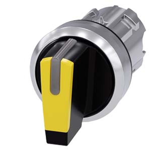 Selector switch, illuminable, 22 mm, round, metal, shiny, yellow, selector switch, short, 3 switch  3SU1052-2BL30-0AA0-Z X90 image 1