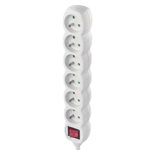 Separate 6-socket with switch, white image 1