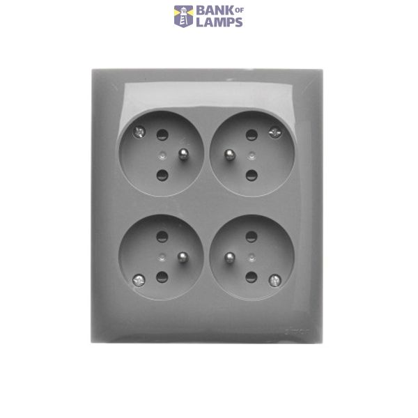 Quadruple socket outlet with earthing - IP20 version with shutters, 16A, quick connection, dark grey image 1