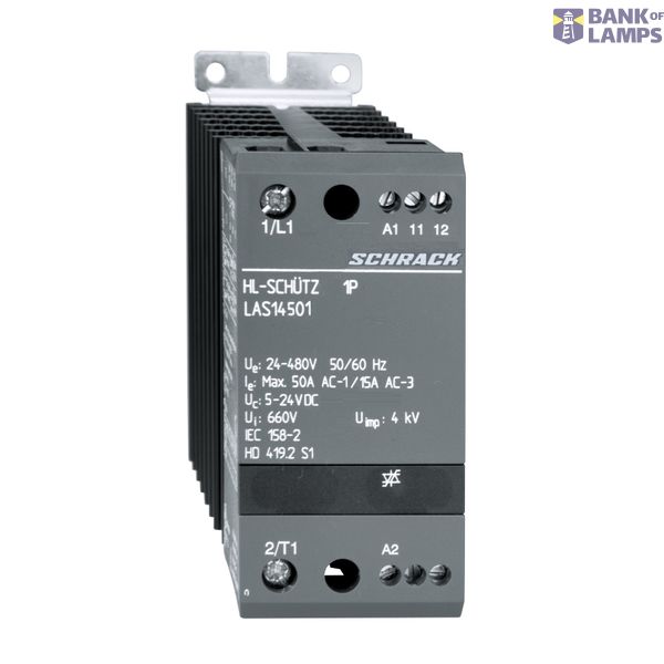 Solid state contactor 1-polig 50A/24-480VAC, 5-24VDC image 1