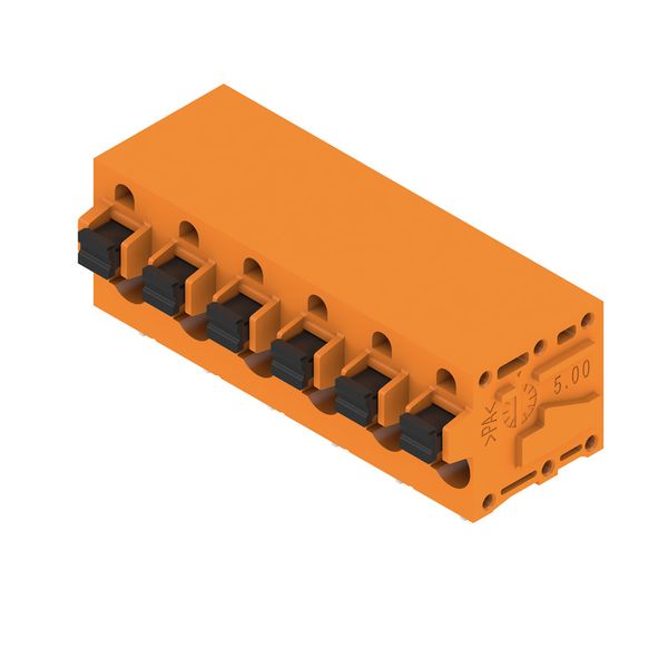 Printed circuit board terminals, 7.50 mm, Number of poles: 6, 90°, Solder pin length (l): 3.5 mm, tinned, orange, PUSH IN with push button, Clamping range, max. : 2.5 mm², Box image 3