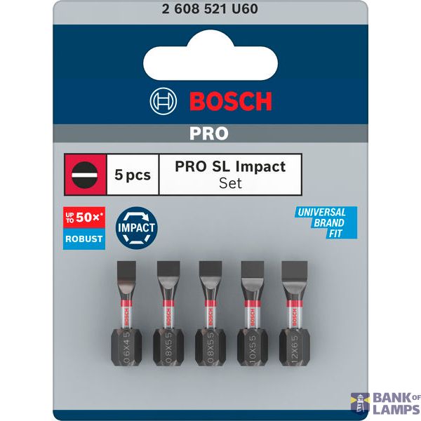PRO Slotted Impact Bit, SL4.5, SL5.5(x2), SL5.5, SL6.5, 25 mm, 5 pcs image 1