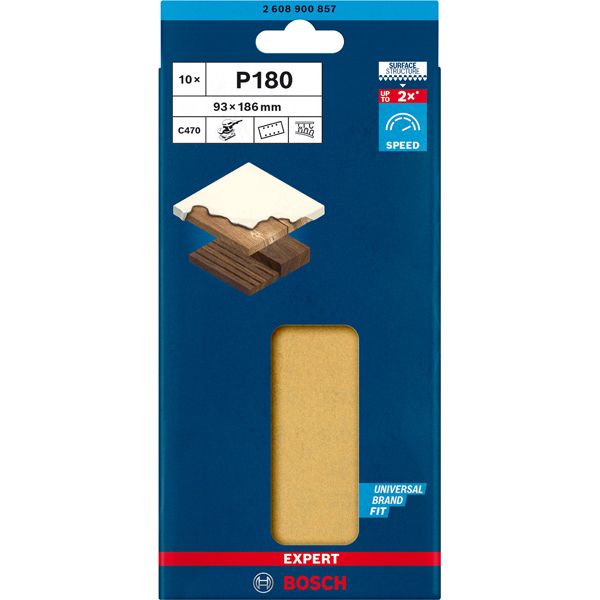 EXPERT C47 Sandpaper with 8 holes for Orbital Sanders 93 x 186 mm, G 18 1-pc image 1