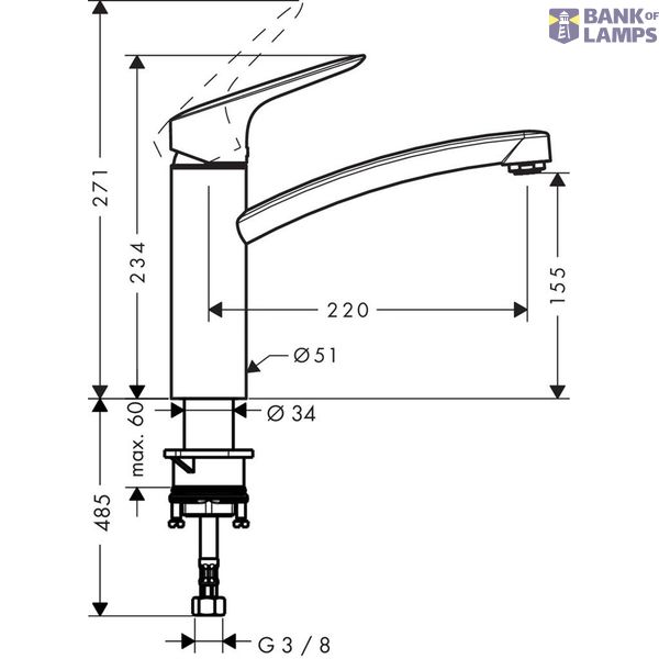 Logis 160 kitchen mixer with swivel spout, chrome image 2