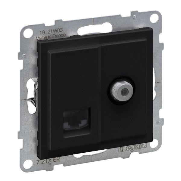 TV F-TYPE + RJ45 CAT6 UTP BLACK image 1