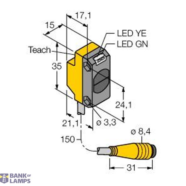 Photoelectric Sensor Diffuse Mode Sensor   QS18EN6WQ image 2