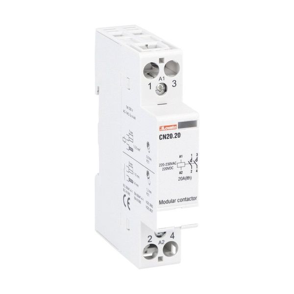 Modular contactor, one or two-pole, 20A AC1, 220...230VAC (2NO) image 1