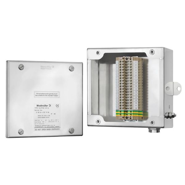 Klippon STB (Small Terminal Box), Terminal Box, stainless steel enclosure, Height: 190 mm, Width: 190 mm, Depth: 100 mm, Material: Stainless steel 1.4404 (316L), Mirror polished, silver image 1