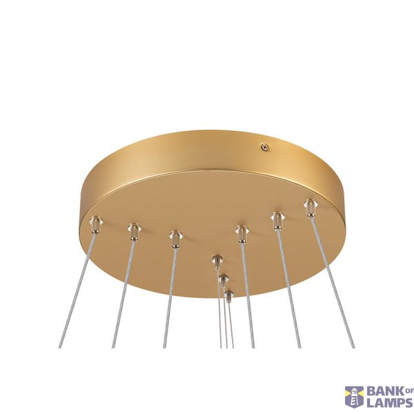 ONE FLAT, pendant light, triple, 300cm, 2700/3000K, DALI 2, Touch, brass image 1