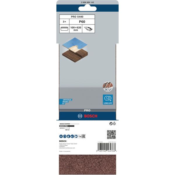 3-piece X440 sanding belt set 100 x 620 mm, 60 image 3