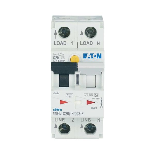 Digital RCD/MCB combination, 20 A, 30 mA, MCB trip characteristic: C, 1p+N, RCD trip characteristic: F image 5