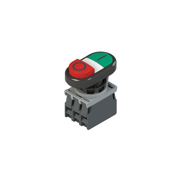 Double pushbutton complete unit with fixing adapter and contacts image 1