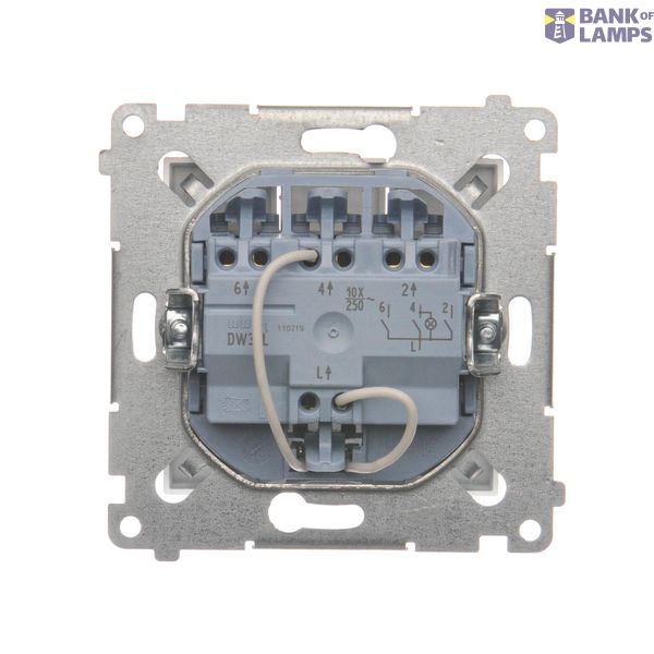 Two-way switch with LED illumination, (module), 16AX, Screw, Silver matt, metalic image 1