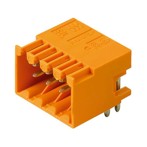 PCB plug-in connector, male header, closed side, THT solder connection, 3.50 mm, Number of poles: 10, 90°, Solder pin length (l): 3.5 mm, tinned, orange, Box image 1