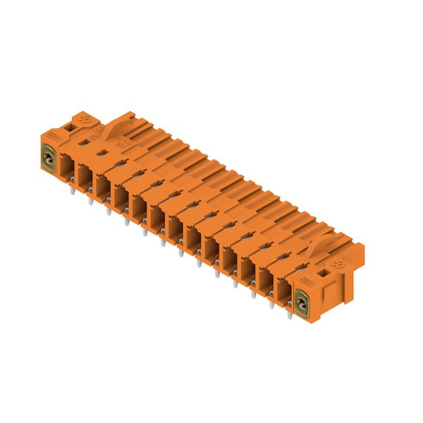 PCB plug-in connector, female header, Inverted flange, THT solder connection, 5.08 mm, Number of poles: 13, 90°, Solder pin length (l): 3.2 mm, tinned, orange, Box image 2