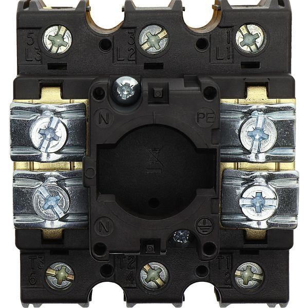 P3-100/EA/SVB Main switch, P3, 100 A, flush mounting, 3 pole, Emergency switching off function, With red rotary handle and yellow locking ring, Lockable in the 0 (O image 31