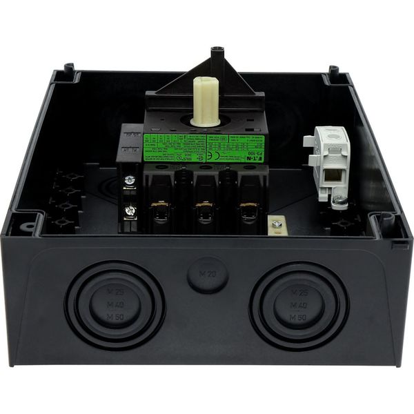 P3-100/I5/SVB/HI11 Main switch, P3, 100 A, surface mounting, 3 pole, 1 N/O, 1 N/C, Emergency switching off function, With red rotary handle and yellow locking ring, Lock image 16