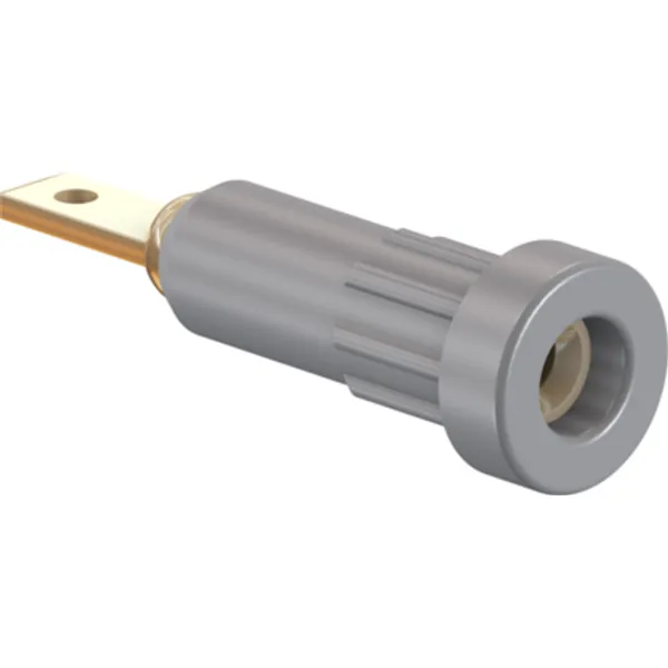 2 mm socket, flat plug connection, mounting Ø 4.9 mm, gray, 23.1011-28 image 1