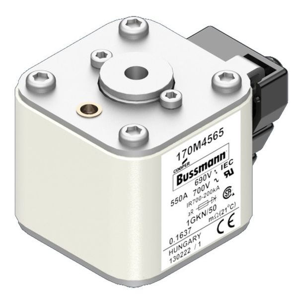Fuse-link, high speed, 630 A, AC 690 V, size 1, 53 x 69 x 51 mm, aR, IEC, UL, single indicator image 4