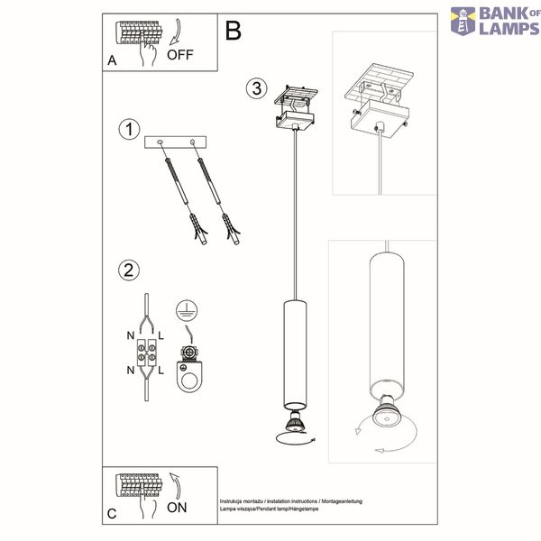 HANGING LAMP LAGOS 1 WHITE GU10 1X40W IP20 image 4