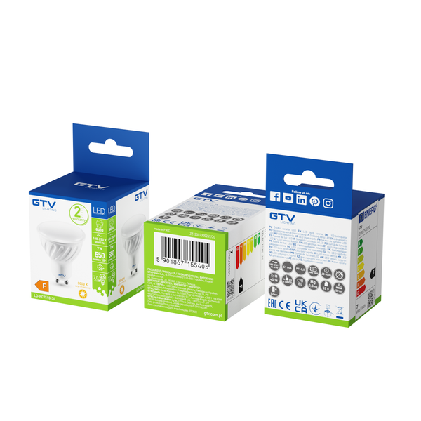 LED Bulb GU10, 7.5 W, 570 lm, 3200K, AC175-250V, 120° image 3