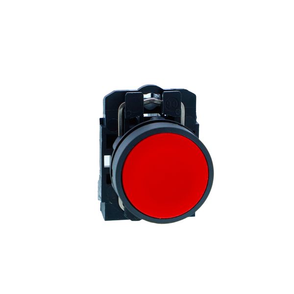Push button, Harmony XB5N XB7N, plastic, flush, red, 22mm, spring return, unmarked, 1 NO image 1