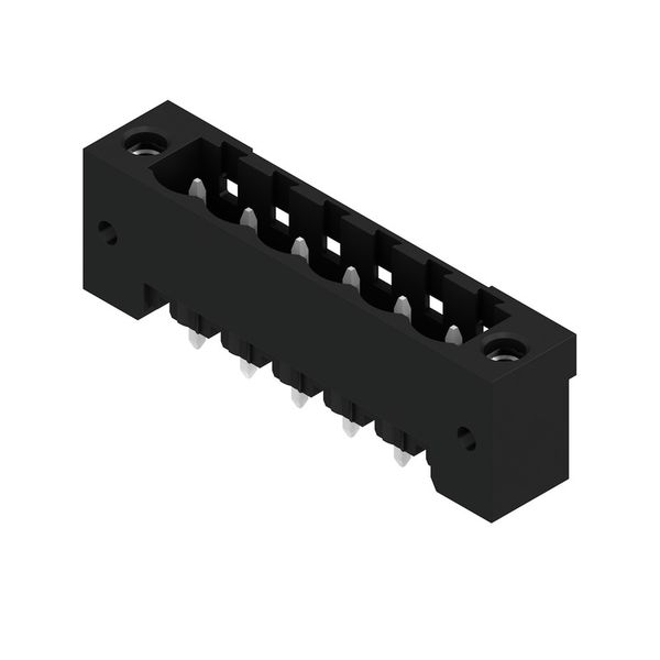 PCB plug-in connector, male header, Flange, THT/THR solder connection, 5.08 mm, Number of poles: 6, 180°, Solder pin length (l): 3.2 mm, tinned, black, Box image 1