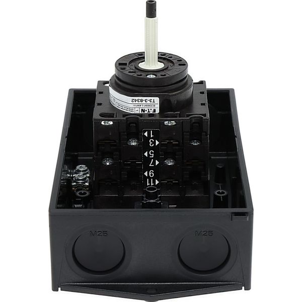 T3-3-8342/I2/SVB Main switch, T3, 32 A, surface mounting, 3 contact unit(s), 6 pole, Emergency switching off function, With red rotary handle and yellow locking ring, image 46
