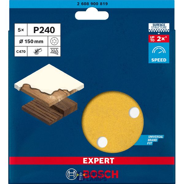 EXPERT C47 Sandpaper with 6 holes for Random Orbital Sanders 15 mm, G 24 5-pc image 3