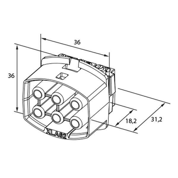 Coupler 6-pole 25A socket, black image 2