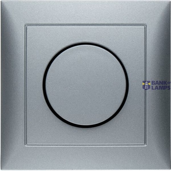 Dimmer, rotary with knob, 230 V~, 50 Hz, 230 V lamps and halogen lamps 60 to 400 W, with rotary on/off, Berker S.1, alu, matt image 1