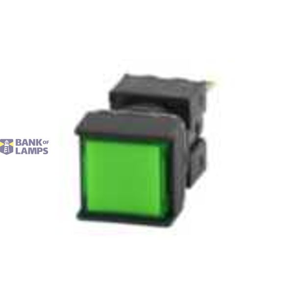 Pushbutton complete, dia. 16 mm, lighted LED 24 VDC, square, green, momentary operation, IP65, SPDT contact block, solder terminal A16 7133R image 1