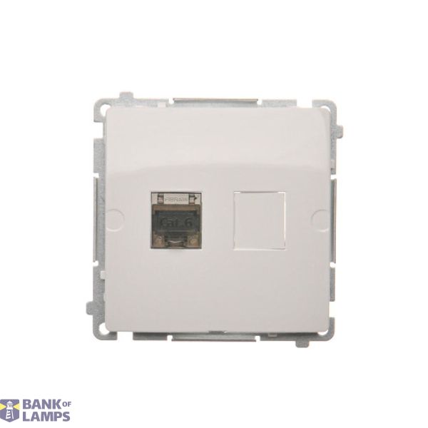 Single shielded computer socket RJ45 category 6 with anti-dust cover, (module), white image 1