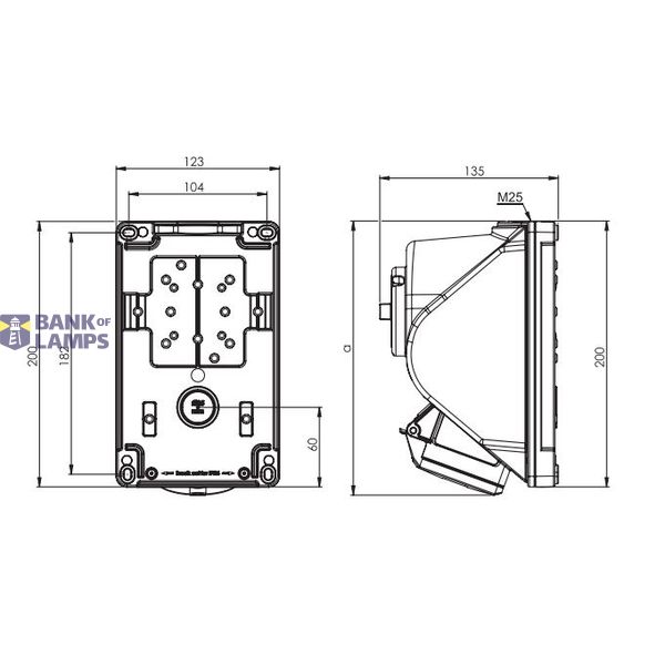 Fixed socket COMBO-POL 32A 4P 6h IP44 image 2