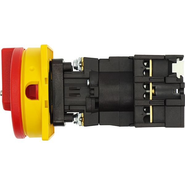 P1-32/V/SVB Main switch, P1, 32 A, rear mounting, 3 pole, Emergency switching off function, With red rotary handle and yellow locking ring, Lockable in the 0 (Off image 23