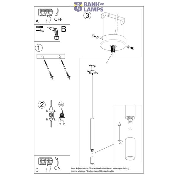 HANGING LAMP WEZYR 1 BLACK G9 1X40W IP20 image 6