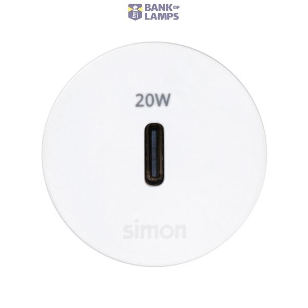 Furniture charger USB-C 20W single, Simon 400 Flash 30, IP20, white, Mount. dimen.: Ø17mm image 1