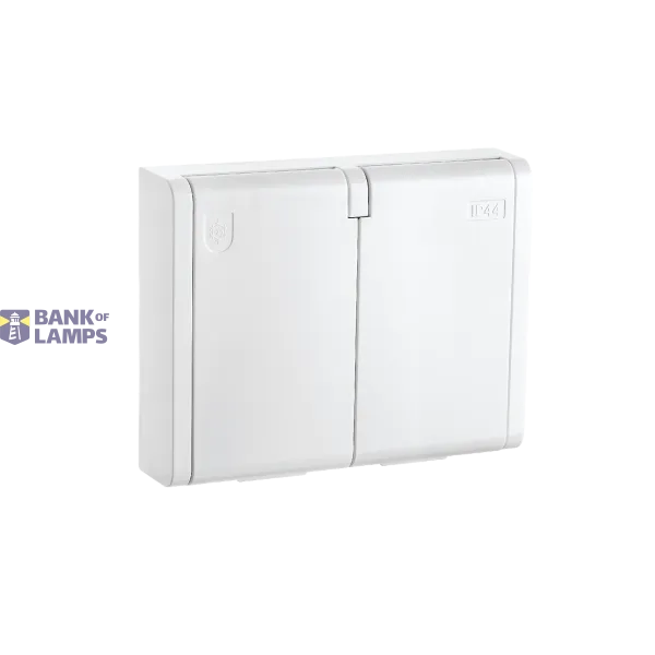 OUTLET FLUSH MOUNTED DOUBLE IP44 W/EARTH WHITE 6-PACK image 1