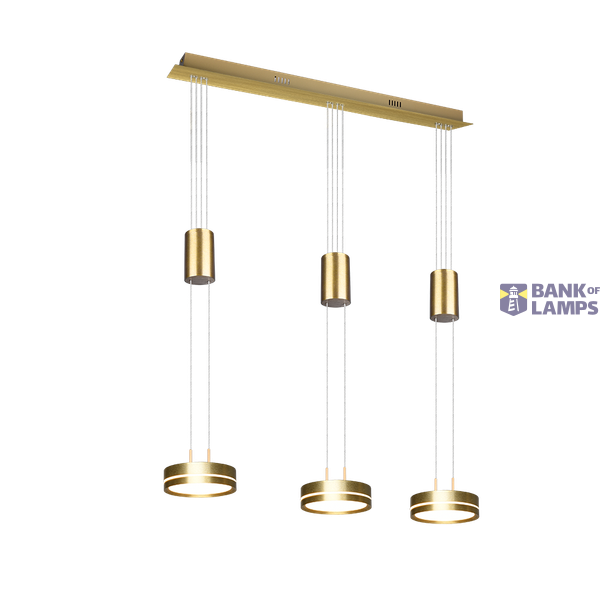 Franklin LED pendant 3-pc matt brass image 1