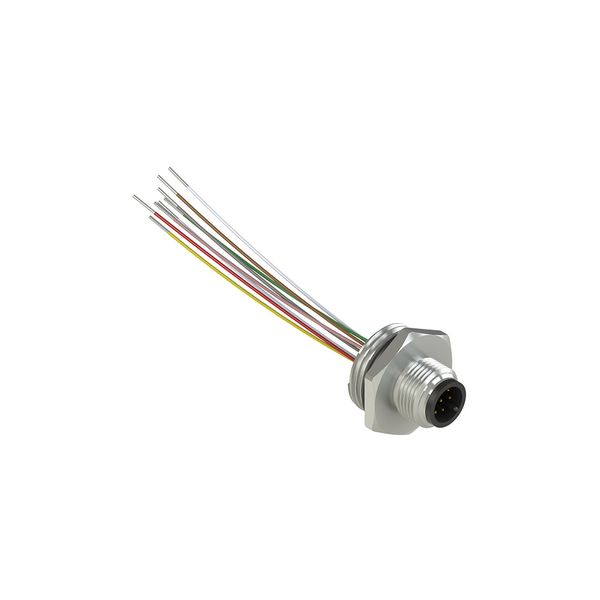 M12 metallic male wired connector, 8 poles, for M20 threads image 1