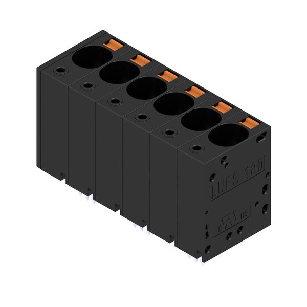 Printed circuit board terminals, 10.00 mm, Number of poles: 6, 180°, Solder pin length (l): 5 mm, tinned, black, PUSH IN with actuator, Clamping range, max. : 16 mm², Box image 4