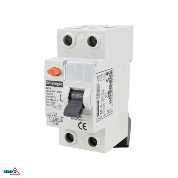 DIFFERENTIAL CURRENT CIRCUIT BREAKER A 2P 63A 30mA SCHELINGER image 1